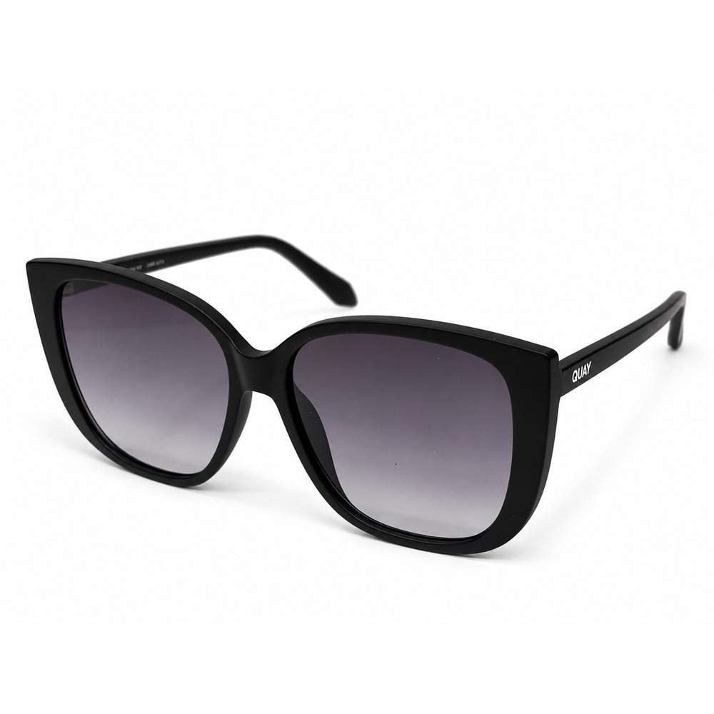 QUAY Ever After Women's Sunglasses Matte Black Smoke Fade 58-16-145 w/ Case